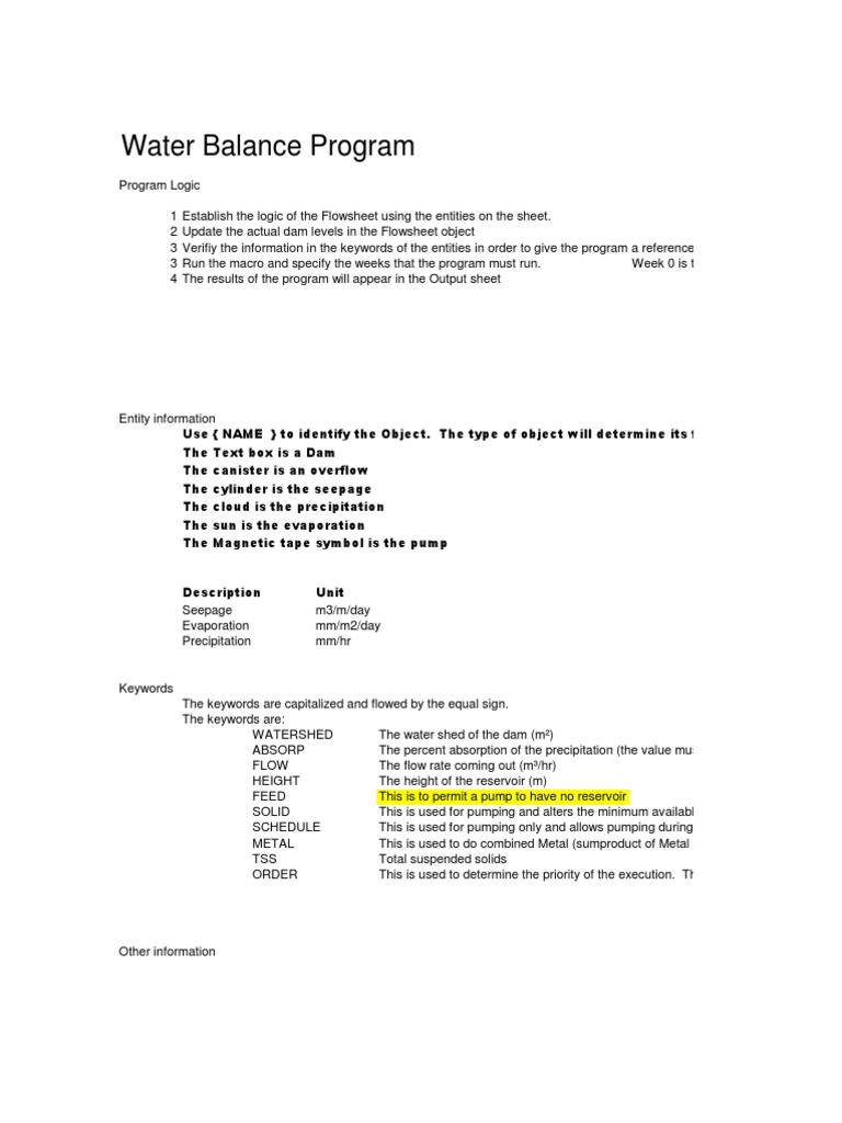 Water Balance | PDF | Dam | Reserved Word