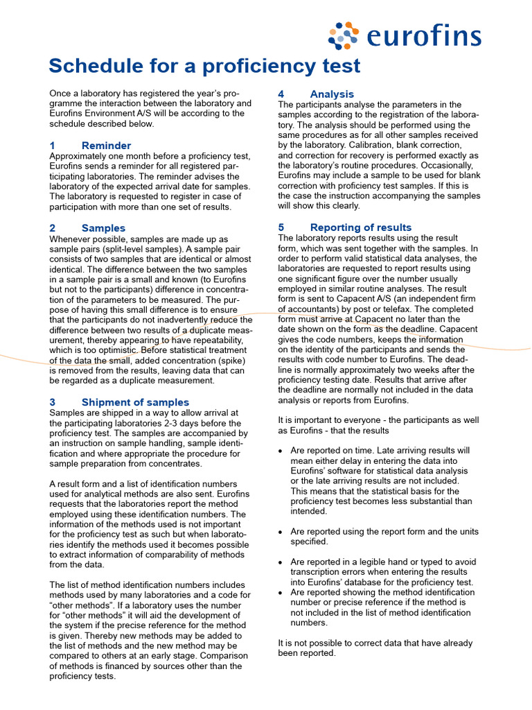 Eurofins Schredule Profiency Test Original | PDF | Data Analysis ...
