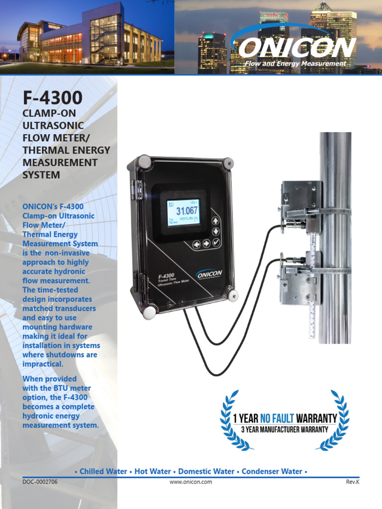 F 4300 Clamp On Ultrasonic Flow Meter Catalog Sheet Doc 0002706 | PDF ...