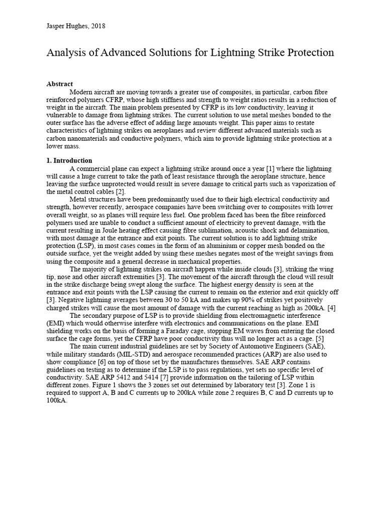 Analysis Of Advanced Solutions For Lightning Strike Protection Pdf