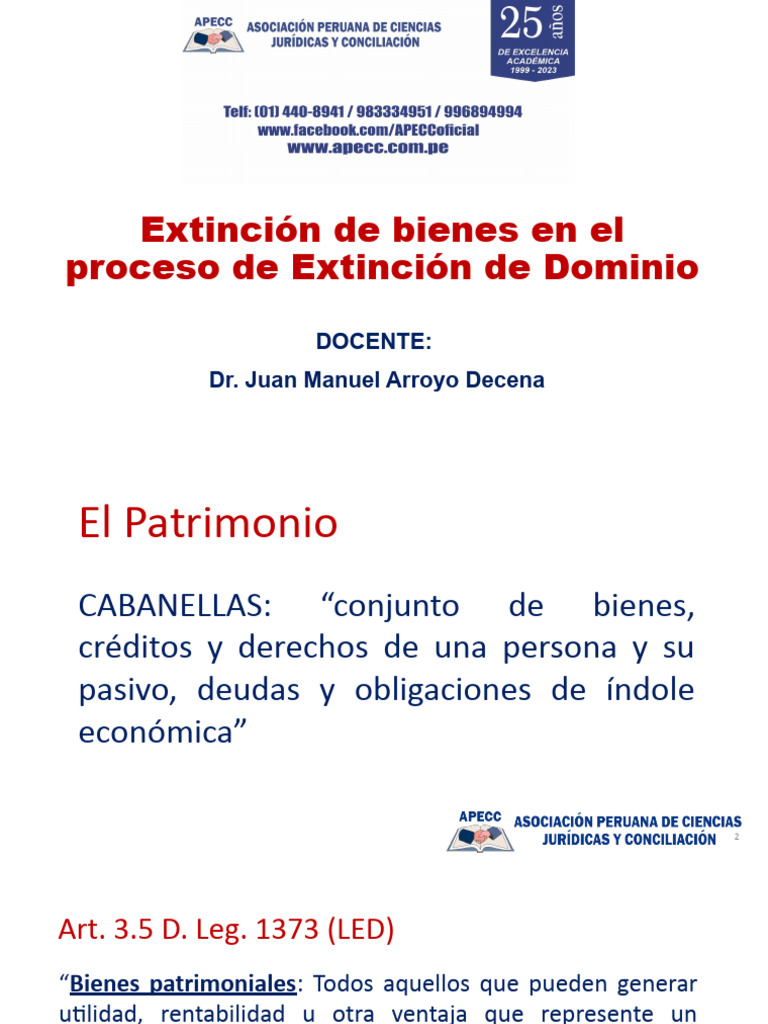 28.09.2023 Extinción de Bienes en El Proceso de Extinción de Dominio ...