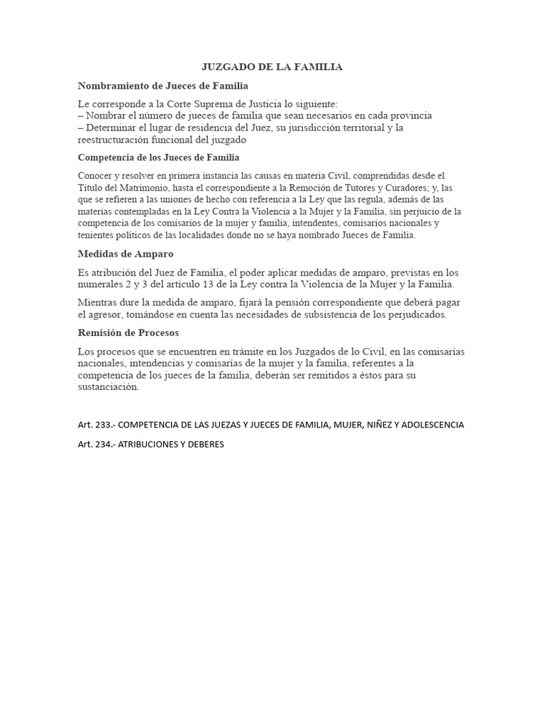 Jueces de Familia: Nombramiento y Competencias | PDF | Derecho