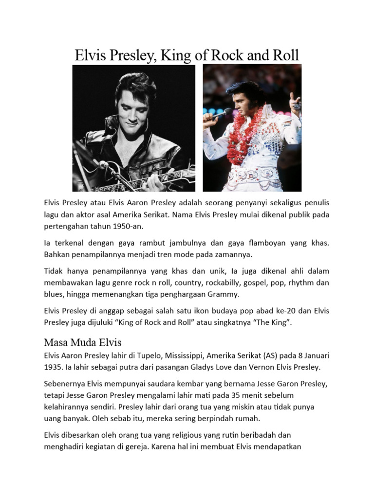 Elvis Presley: Raja Rock 'n Roll | PDF | Seni | Puisi