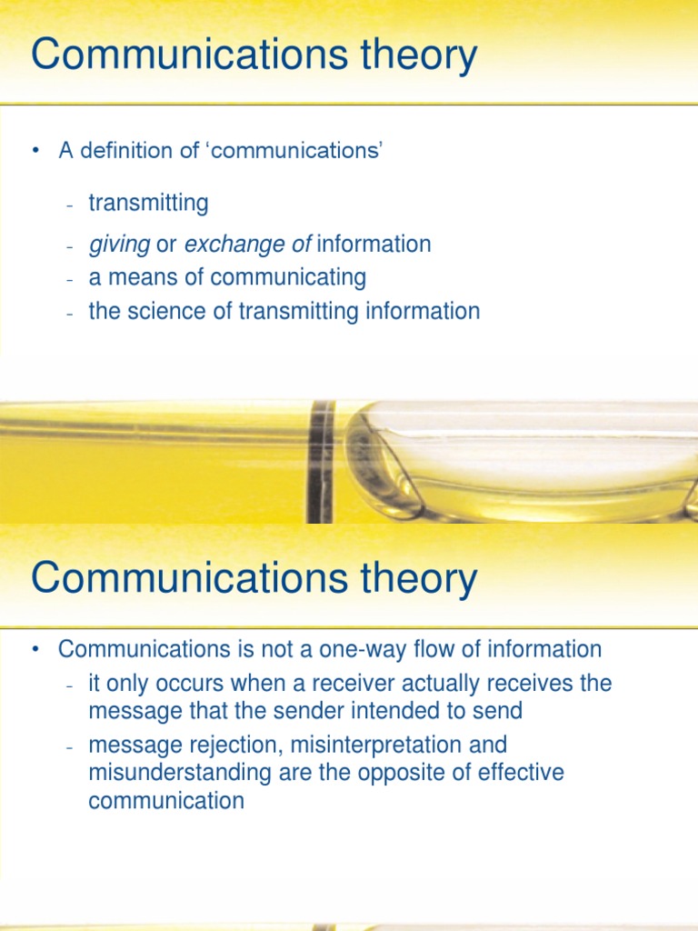 Communications Theory A Definition of Communications' Transmitting