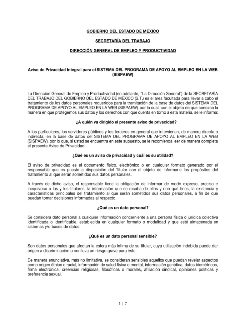Sistema de Programa de Apoyo Al Empleo en La WEB (SISPAEW) | PDF
