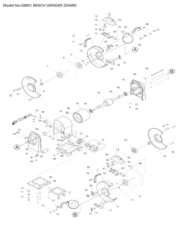 GB801 Bench Grinder Parts List | PDF | Home & Garden | Science ...