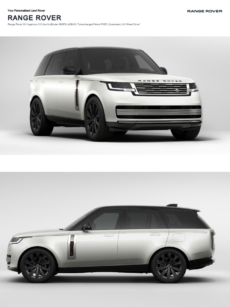 Land Rover Range Rover SV 3.0lt 6-Cylinders 550ps Phev | PDF | Fuel ...