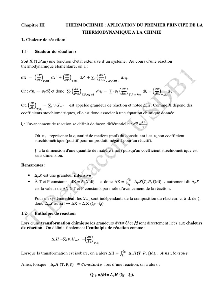 Thermochimie : Principes et Applications | PDF | Stœchiométrie | Enthalpie