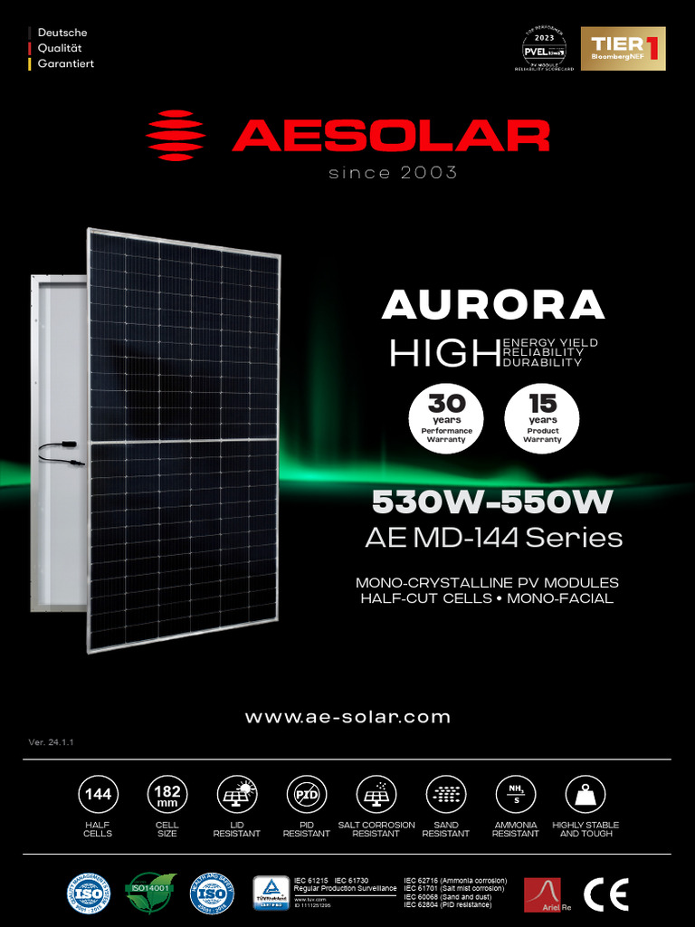 AE MD-144 530W-550W Ver24.1.1 | PDF | Electrical Engineering | Materials