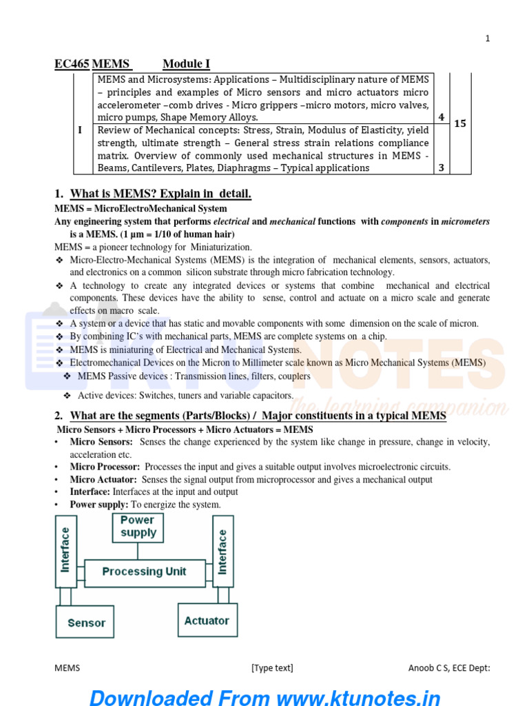 MEMS Overview and Applications Guide | PDF | Deformation (Engineering ...
