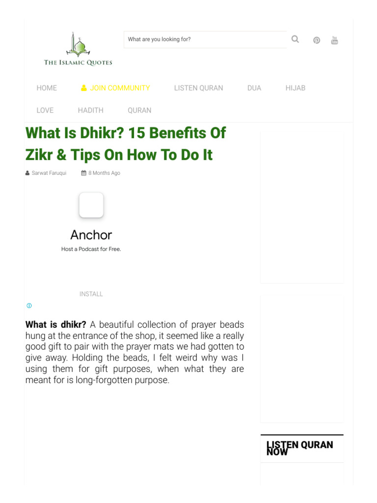 What Is Dhikr - 15 Benefits of Zikr & Tips On How To Do It | PDF | God ...