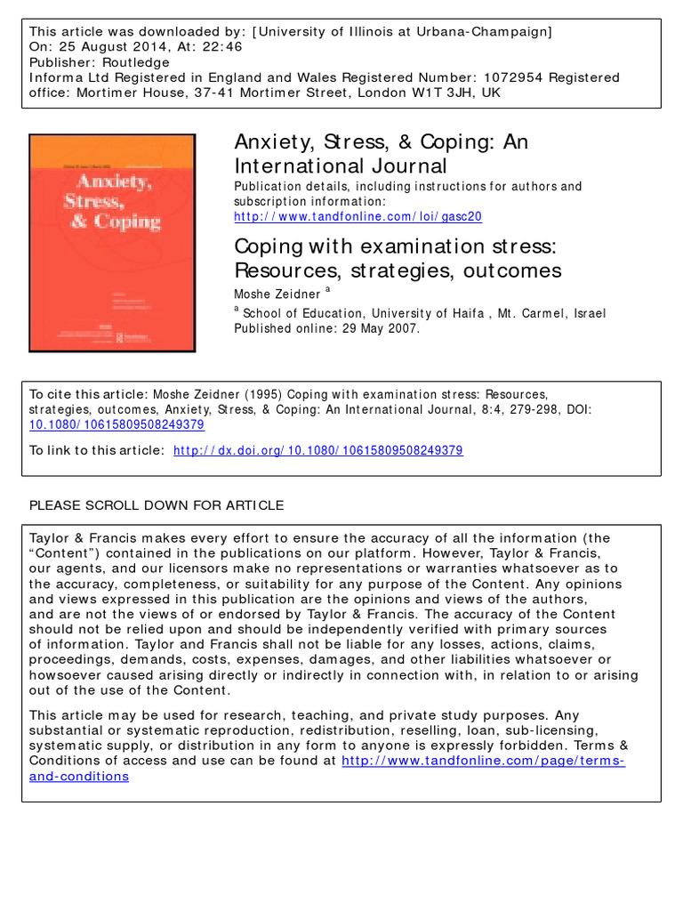 Coping with Exam Stress: Strategies & Outcomes | PDF | Anxiety | Stress ...