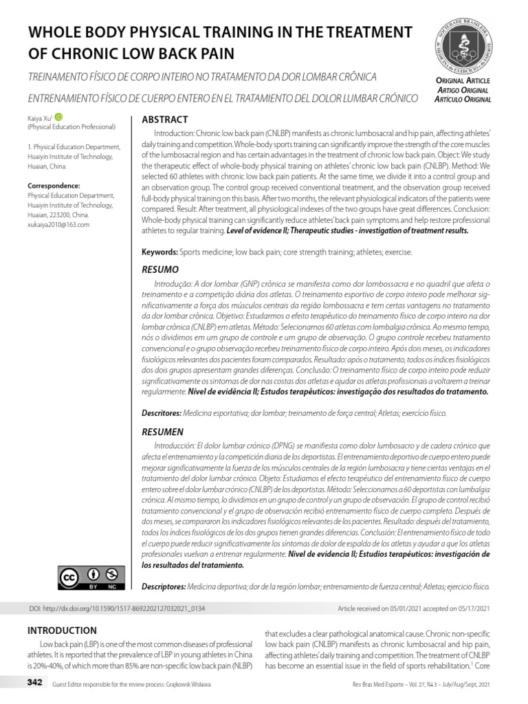 Whole Body Physical Training in The Treatment | PDF | Low Back Pain ...
