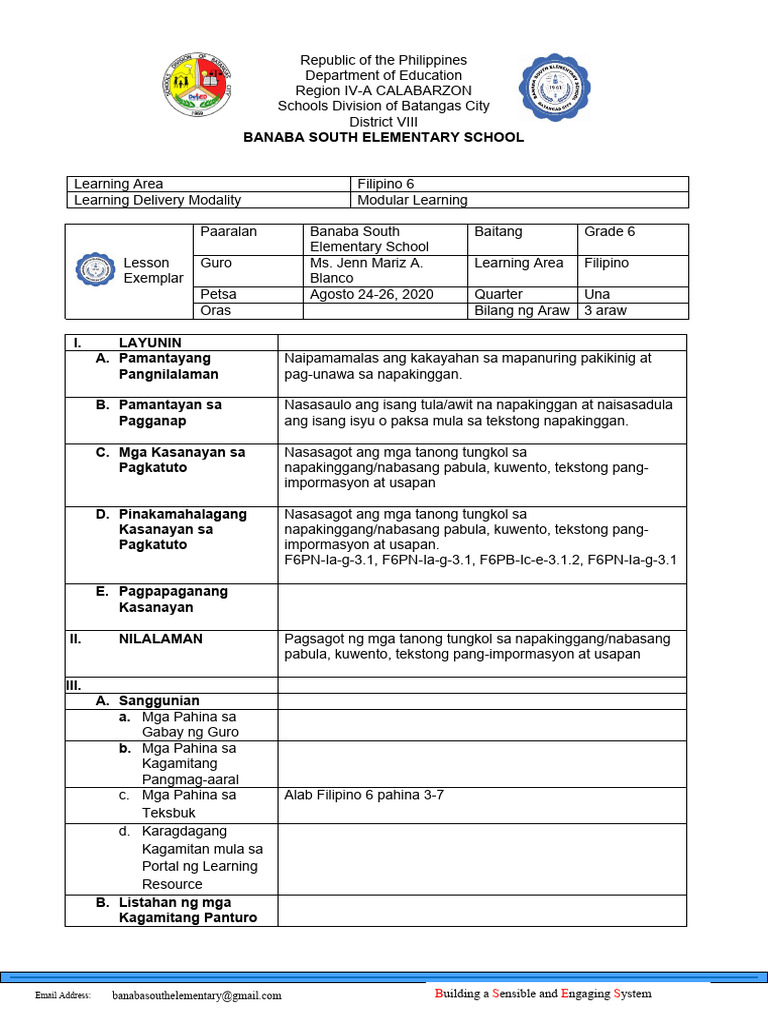 Filipino 6 Q1 Day 1 3 | PDF
