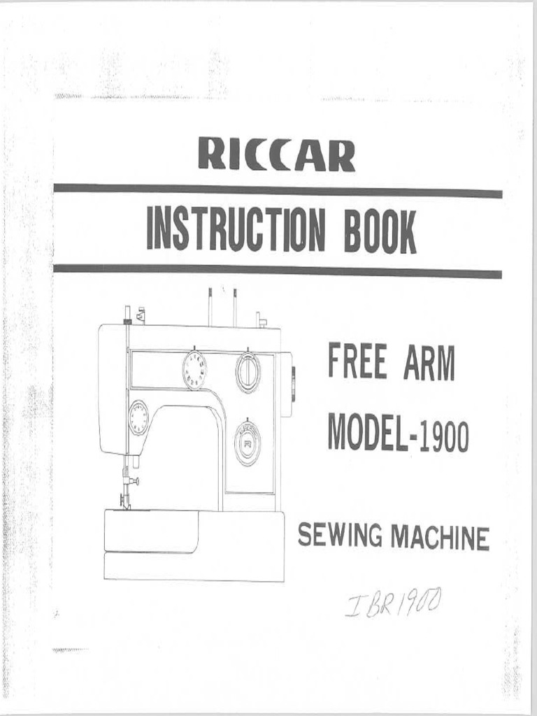 Riccar 1900 Sewing Machine Instruction Manual PDF