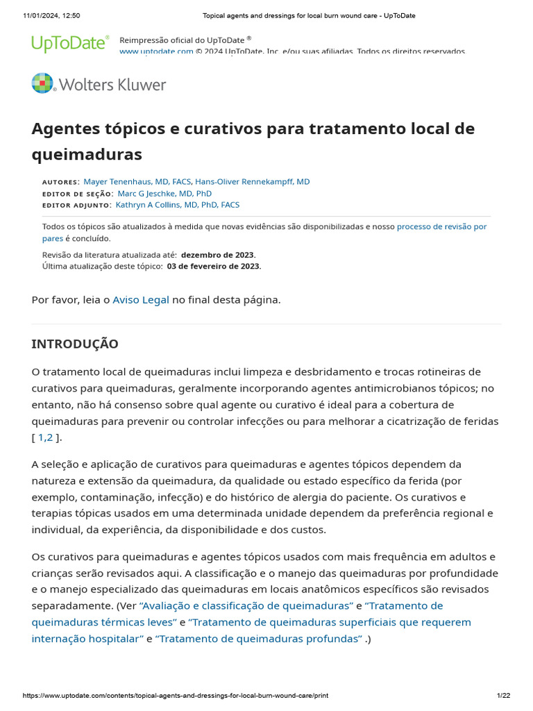 Topical Agents and Dressings For Local Burn Wound Care UpToDate PDF