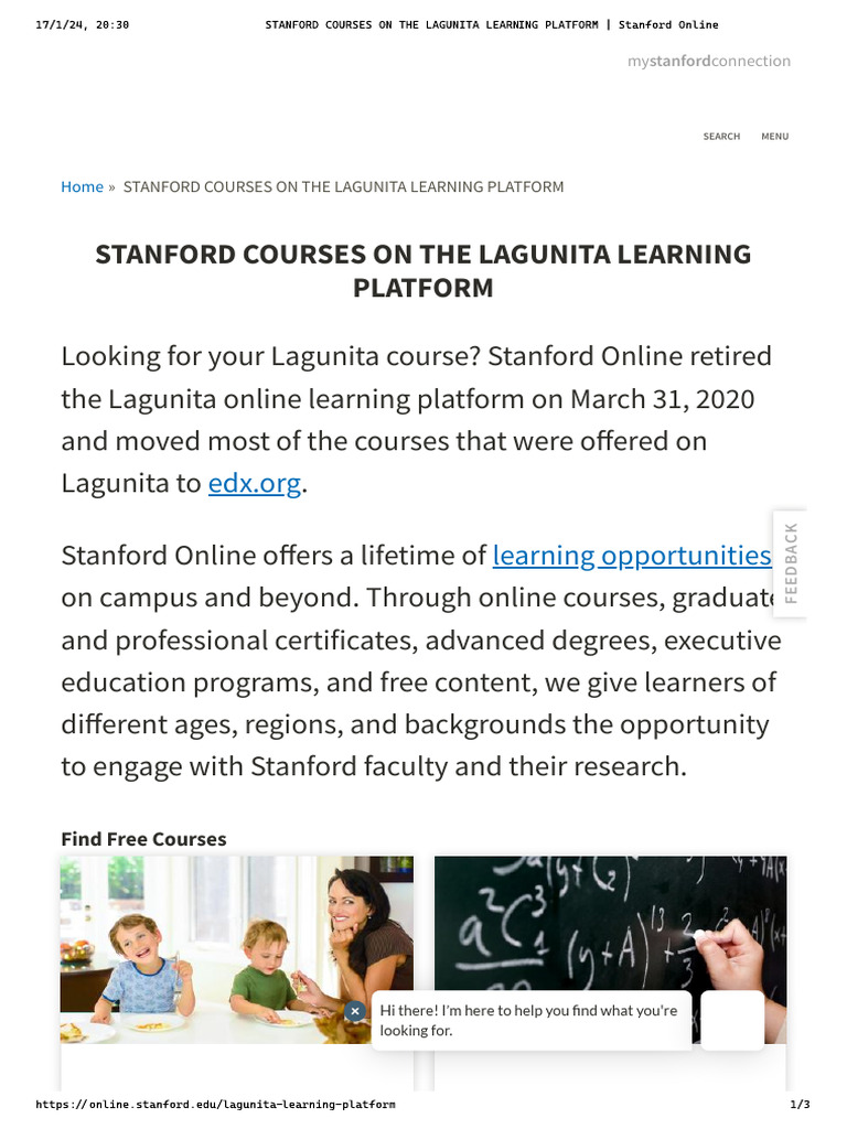 STANFORD COURSES ON THE LAGUNITA LEARNING PLATFORM - Stanford Online ...