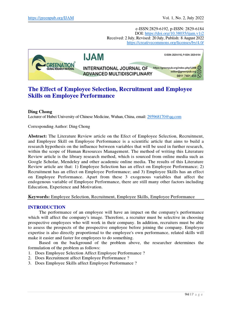 Impact of Recruitment on Employee Performance | PDF | Recruitment ...