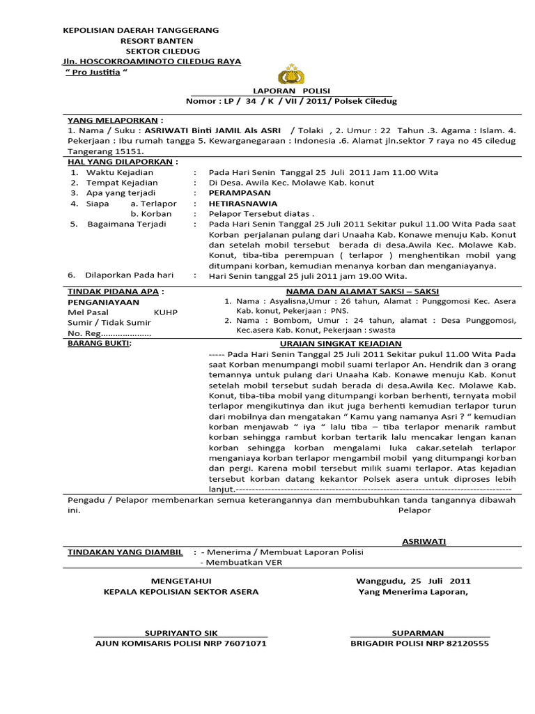 Format Laporan Polisi Pdf