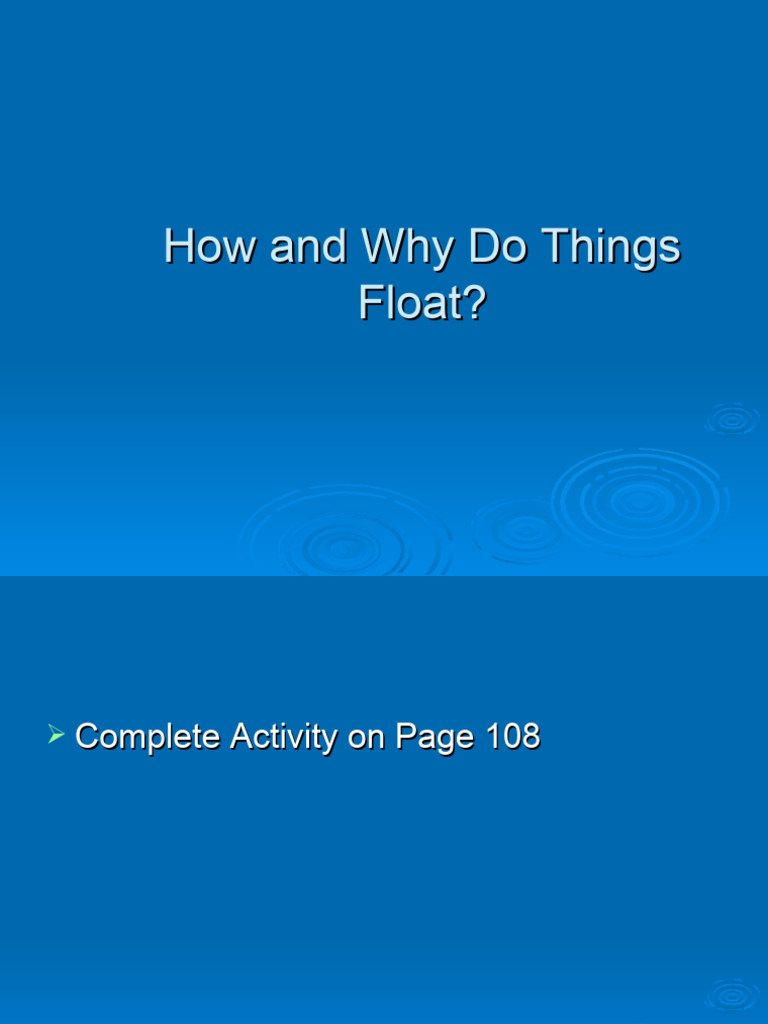 How and Why Do Things Float PDF Buoyancy Physical Quantities