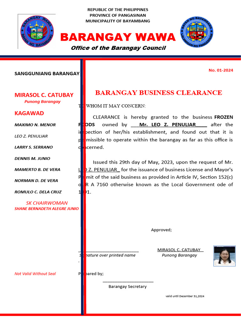 Picture of Business Clearance Final | PDF
