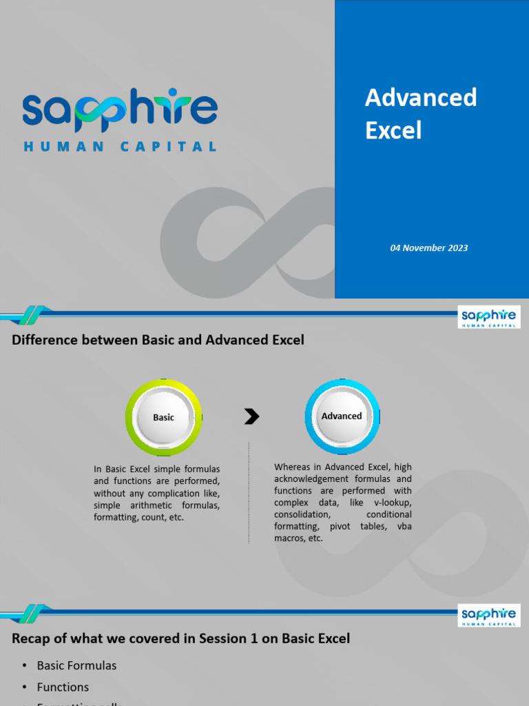 Advanced Excel Skills Overview | PDF