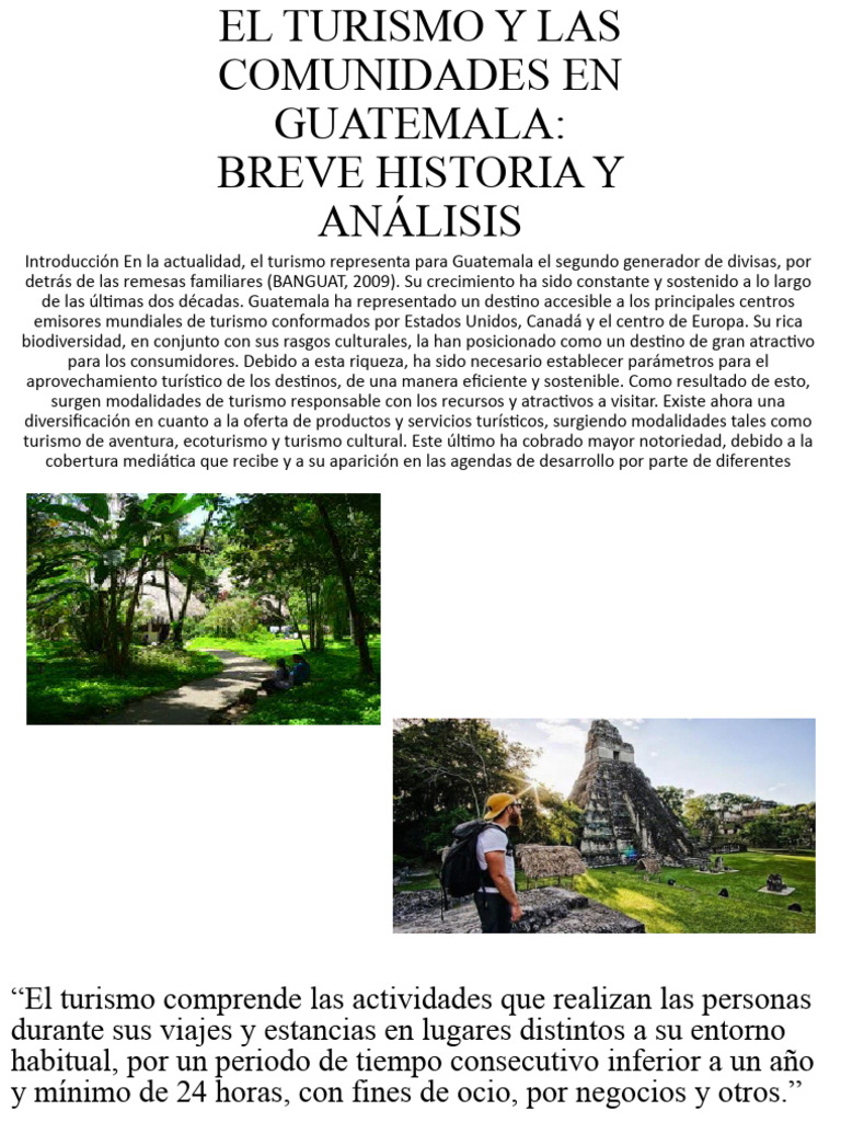 El Turismo y Las Comunidades en Guatemala | PDF | Turismo | Guatemala