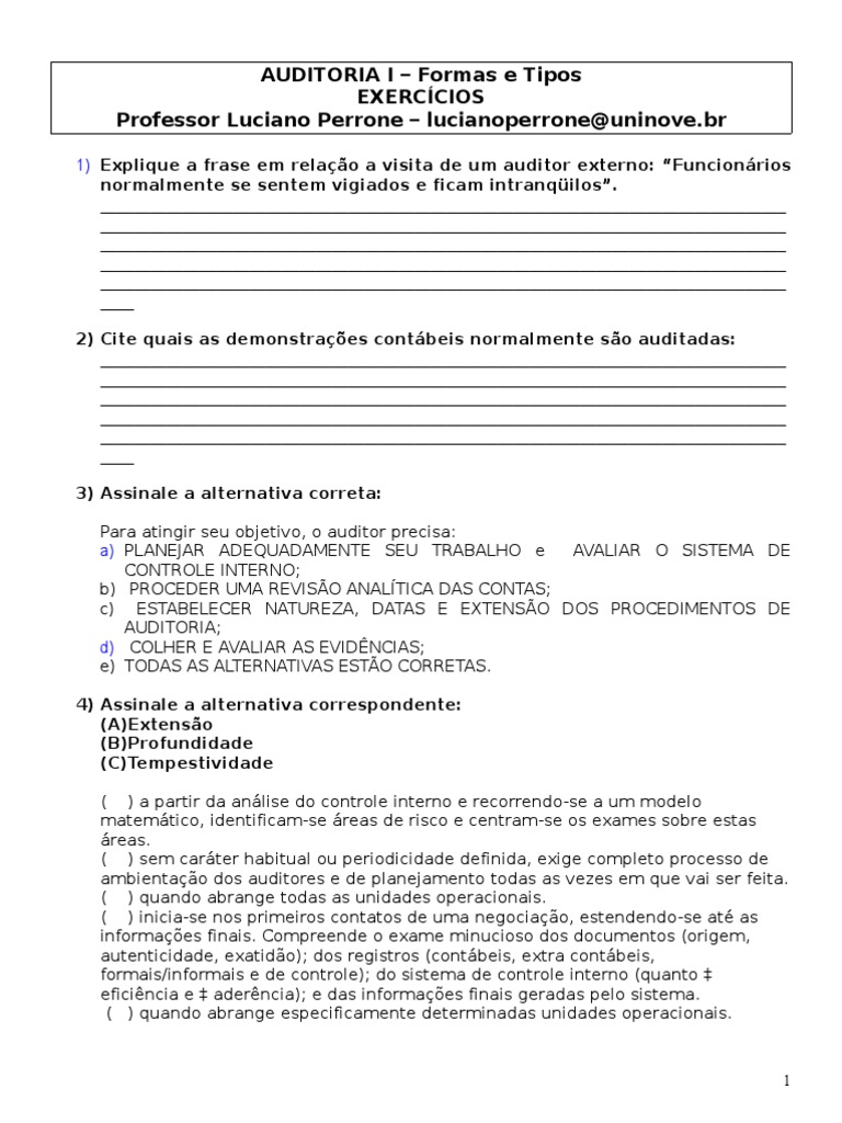 Tipos de Auditoria e Controle Interno | PDF | Relatório anual ...