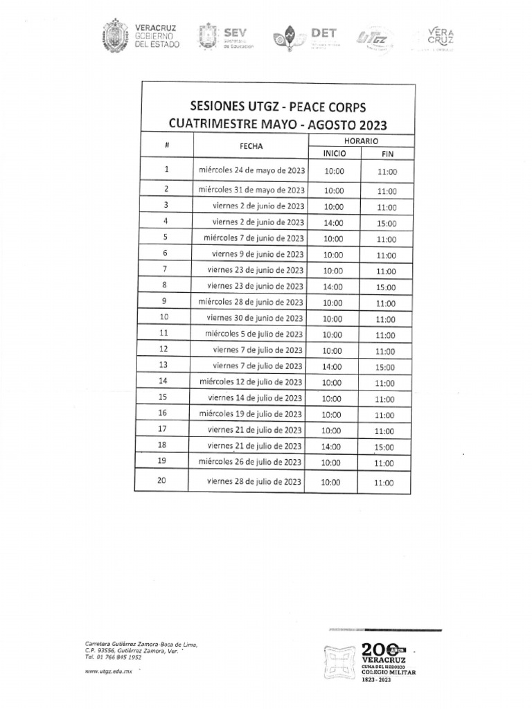 Calendario Peace Corps PDF