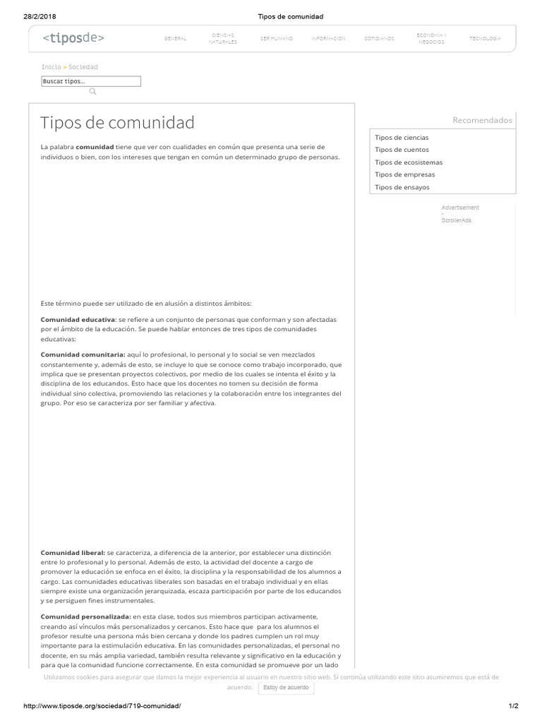 Tipos de Comunidad | PDF