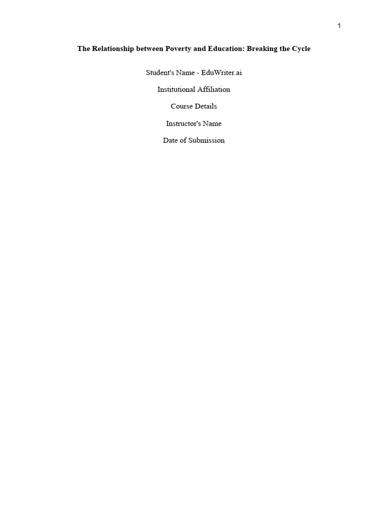 Relationship Between Poverty and Education | PDF | Poverty | Poverty ...