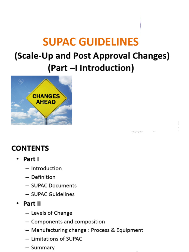 SUPAC Guidelines Overview and Changes | PDF | Medical Treatments ...