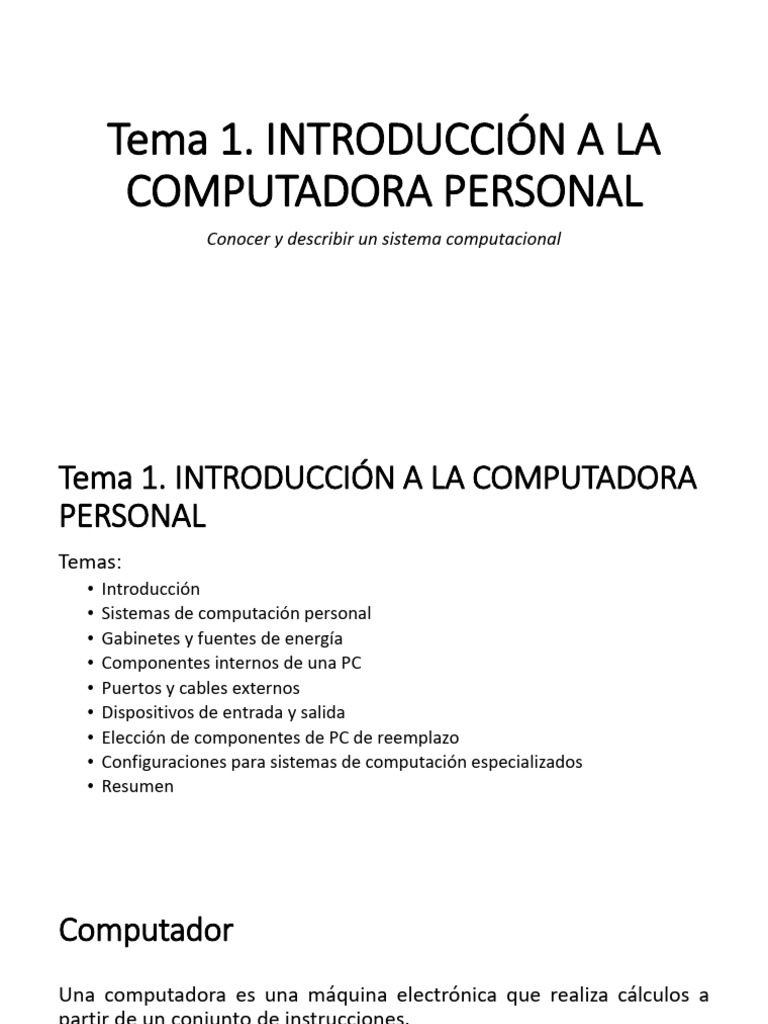 Clase 1. Introduccion Computador | PDF | Hardware de la computadora ...