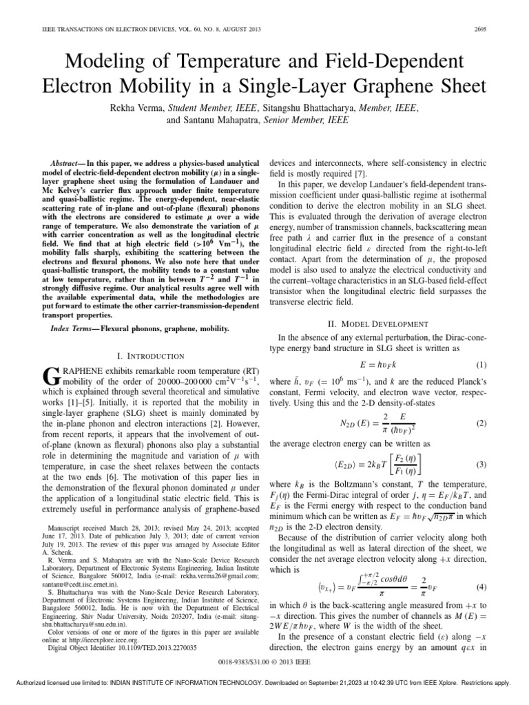 Modeling of Temperature and Field-Dependent Electron Mobility in A ...