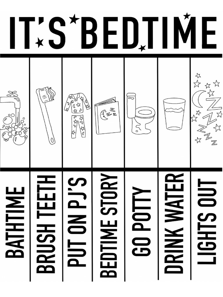 Night Routine Flip Up Chart B W 1 Pdf