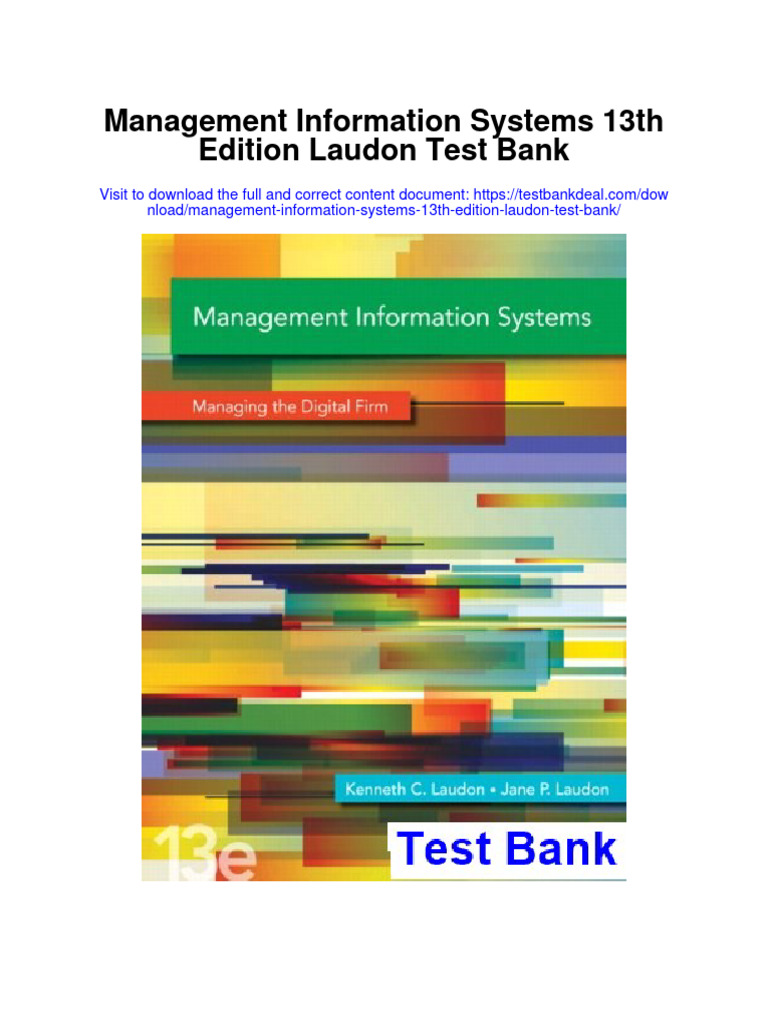 Instant Download Management Information Systems 13th Edition Laudon ...