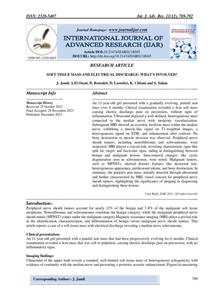 Soft tissue mass and electrical discharge whats involved pdf