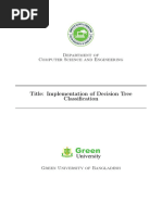 Title: Implementation of Decision Tree Classification: Department of Computer Science and Engineering