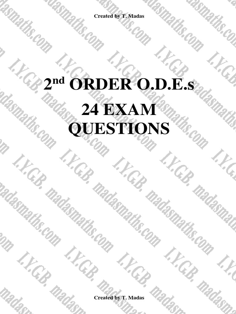 Second Order ODE Exam Questions | PDF | Equations | Boundary Value Problem