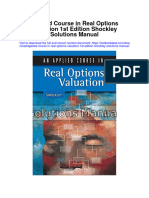 Applied Course in Real Options Valuation 1st Edition Shockley Solutions Manual