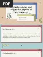 (SLA) Psycholinguistics and Linguistics Aspects of Interlanguage