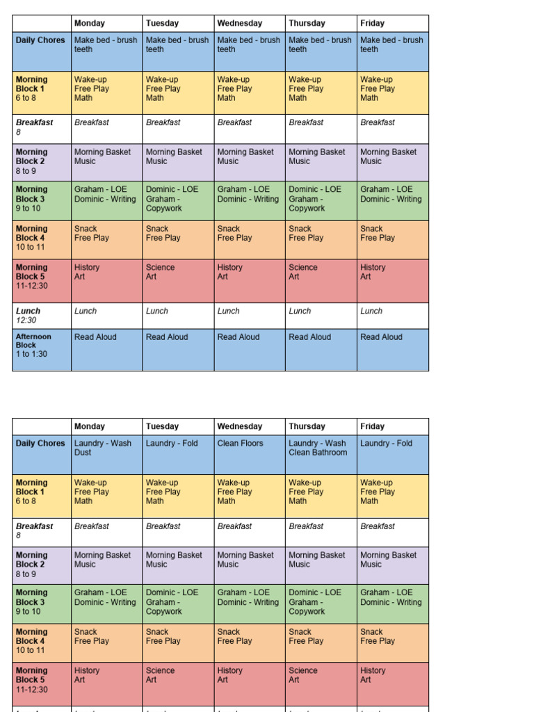 Editable Homeschool Schedule | PDF