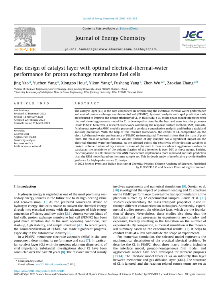 Fast Design of Catalyst Layer With Optimal Electrical-Thermal-Water ...