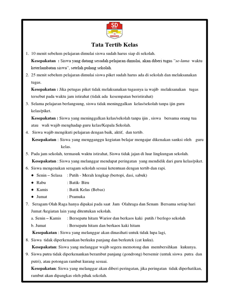 Tata Tertib Kelas - Compressed | PDF | Kesehatan Holistik | Gaya Hidup