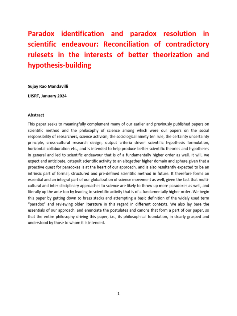 Paradox Resolution in Scientific Research | PDF | Paradox | Axiom