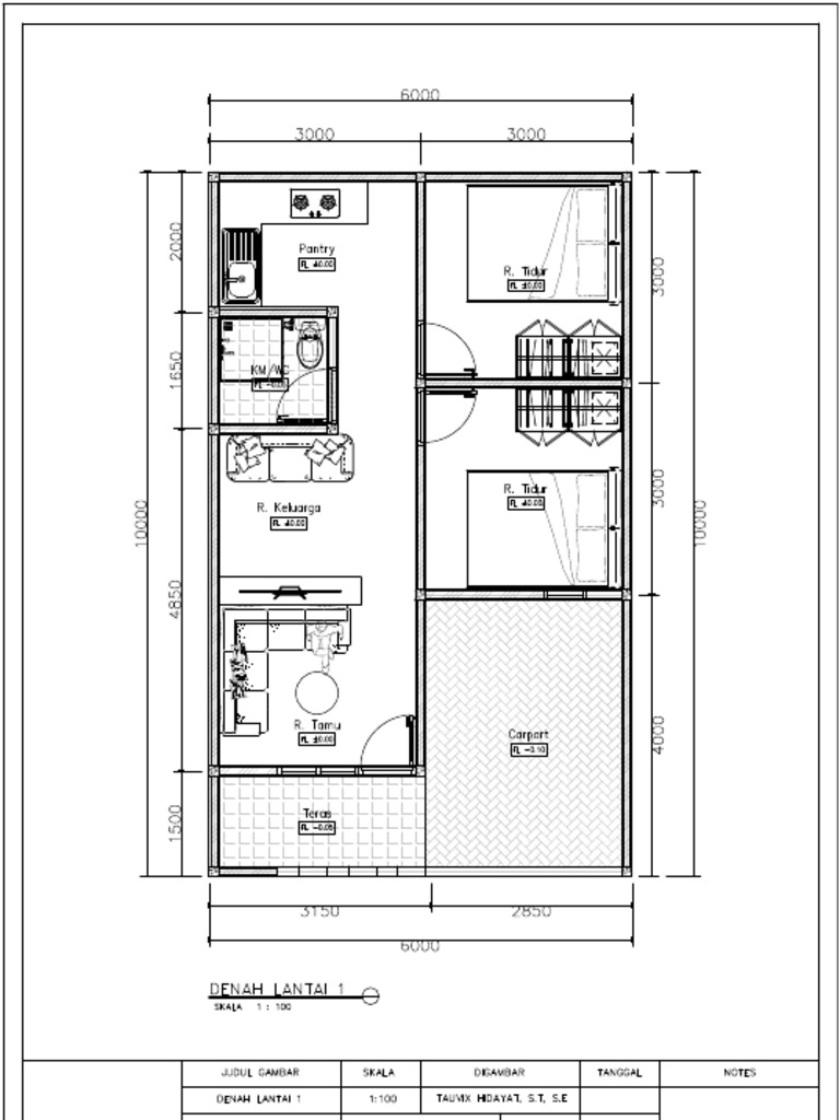 Denah Rumah Tinggal 1 Lantai | PDF
