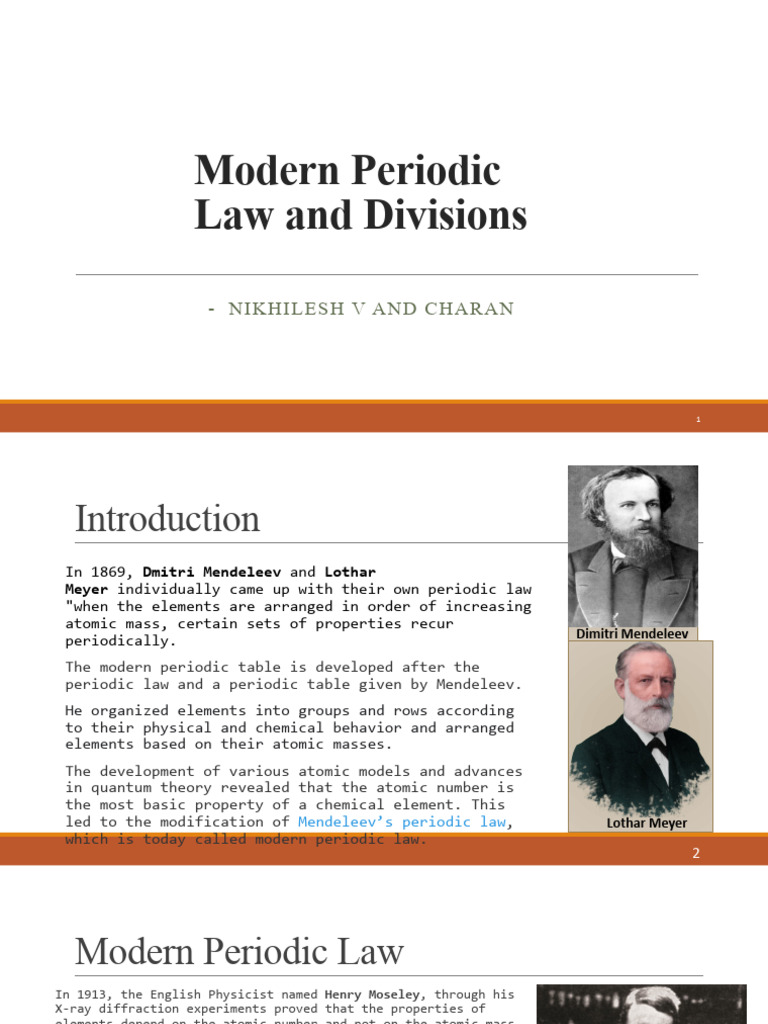Modern Periodic Law and Table Divisions | PDF | Periodic Table ...
