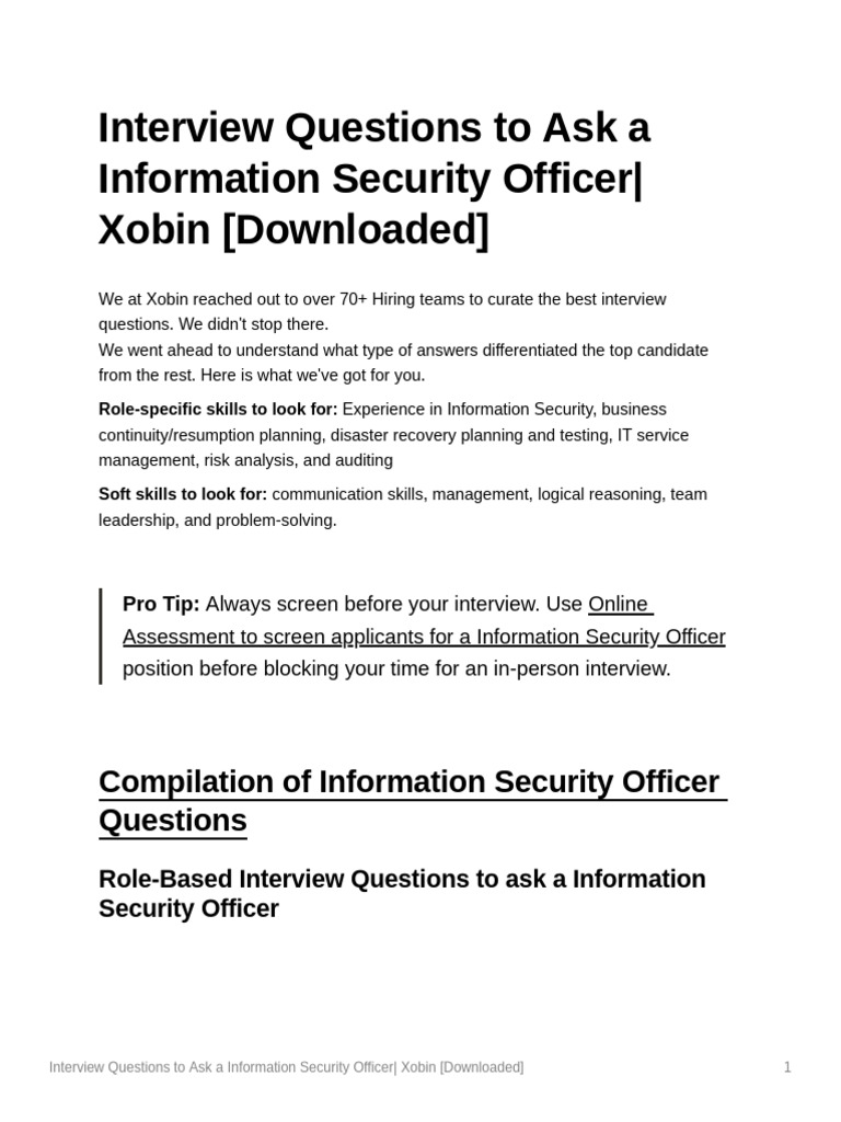 Interview Questions To Ask A Information Security Officer Xobin ...