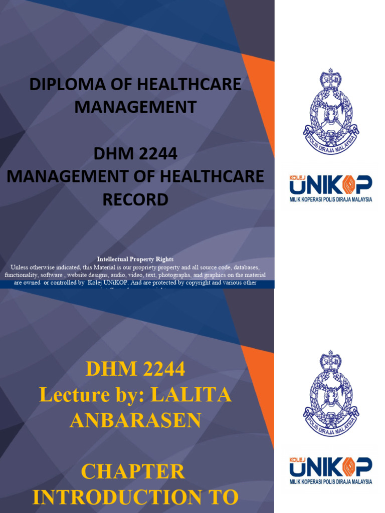 CHAPTER 1 INTRODUCTION TO HEALTH RECORD MANAGEMENT PDF Medical Record Patient
