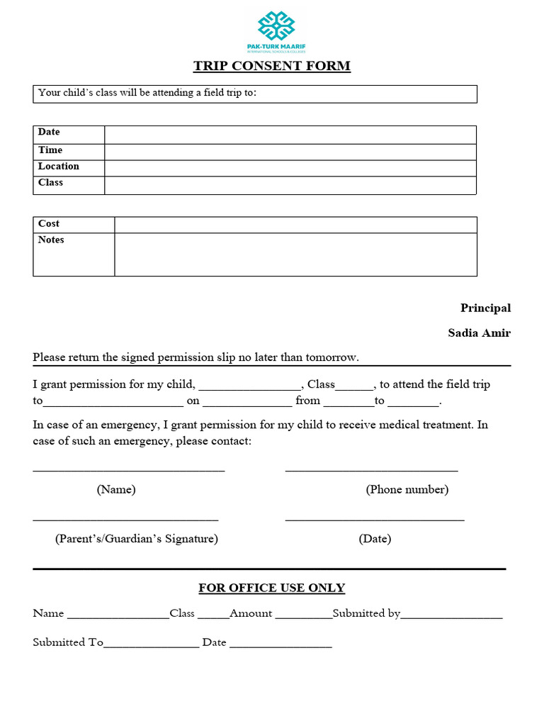 Trip Consent Form Bounce PDF
